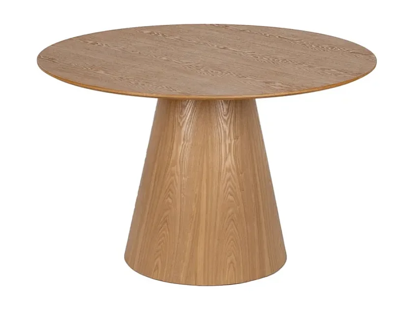 Table à manger ronde 120 cm placage bois et base conique RIZEA