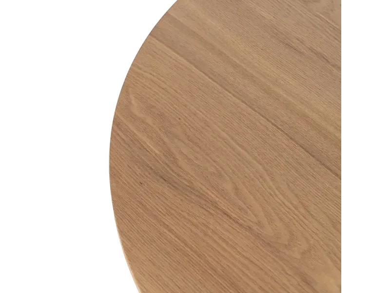 Table à manger ronde 120 cm placage bois et base conique RIZEA