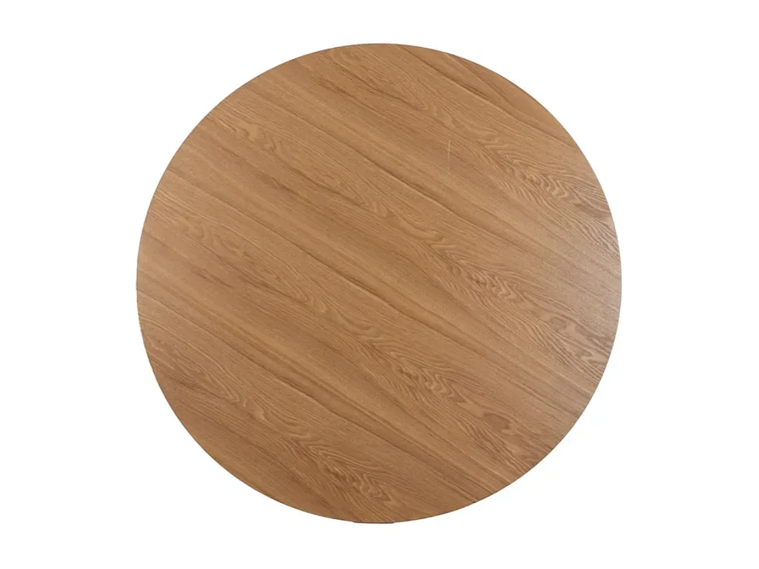 Table à manger ronde 120 cm placage bois et base conique RIZEA