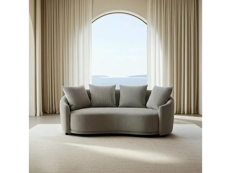 Canapé 3 places tissu glace côtelé avec coussins SOLINCA