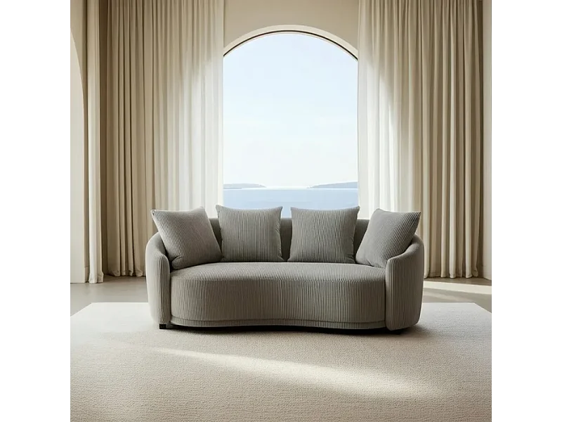 Canapé 3 places tissu glace côtelé avec coussins SOLINCA