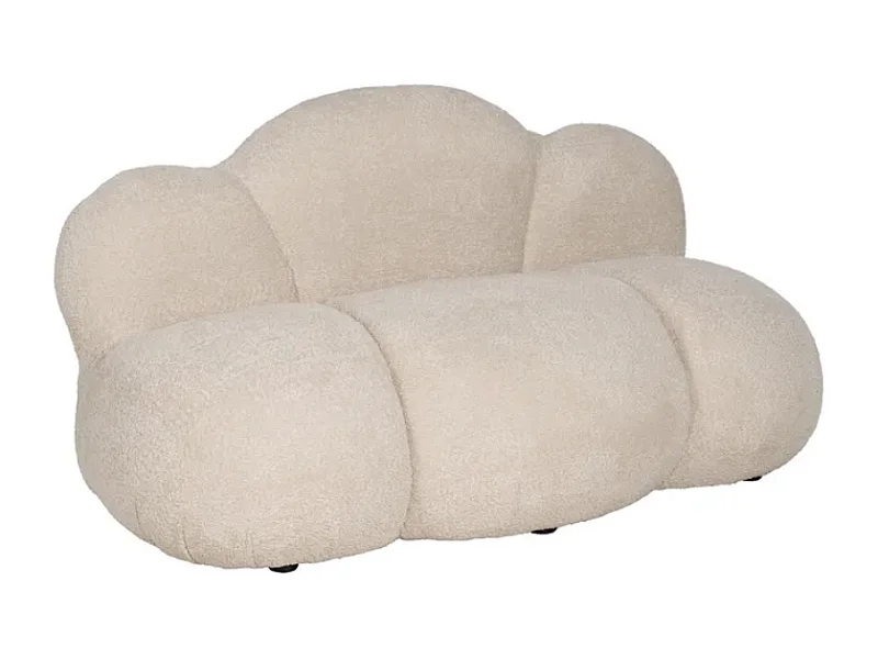 Canapé 2 places beige en tissu bouclette, look organique et courbes sculptées GALAXIE