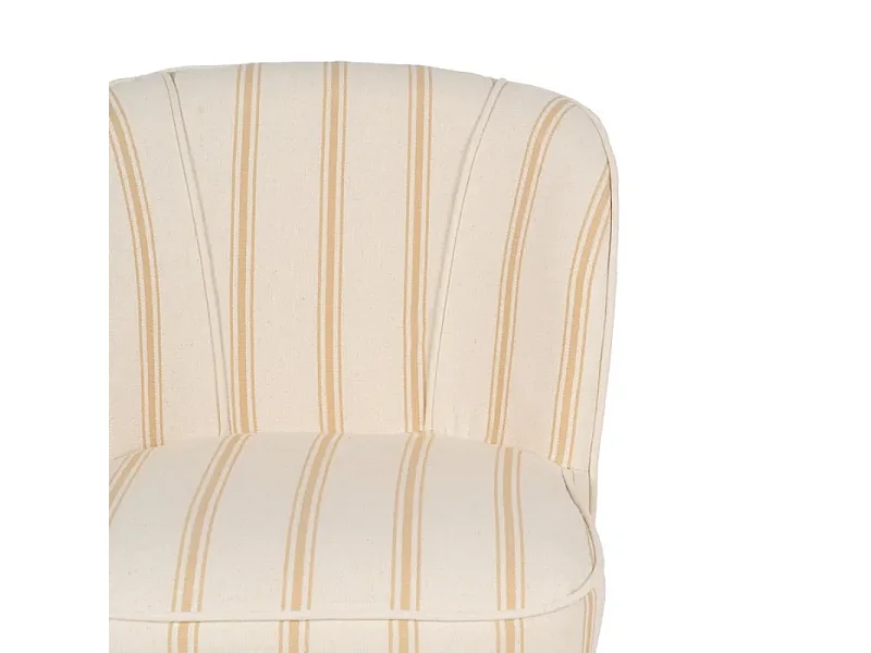 Fauteuil CELARINE rayures miel bois hévéa