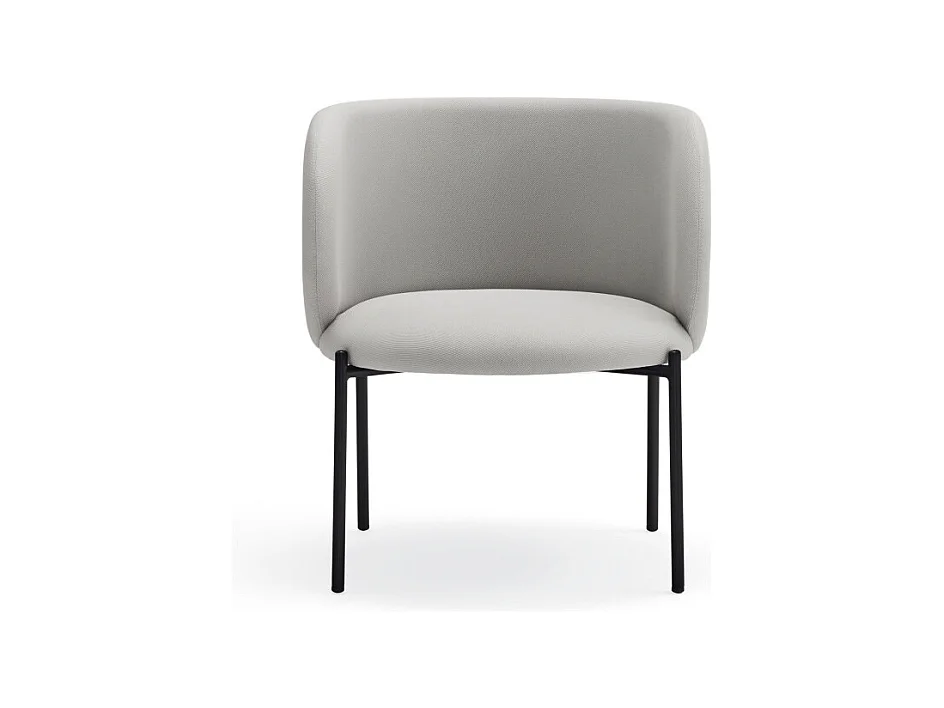 Fauteuil design arrondi en tissu pieds métal noir MOGI