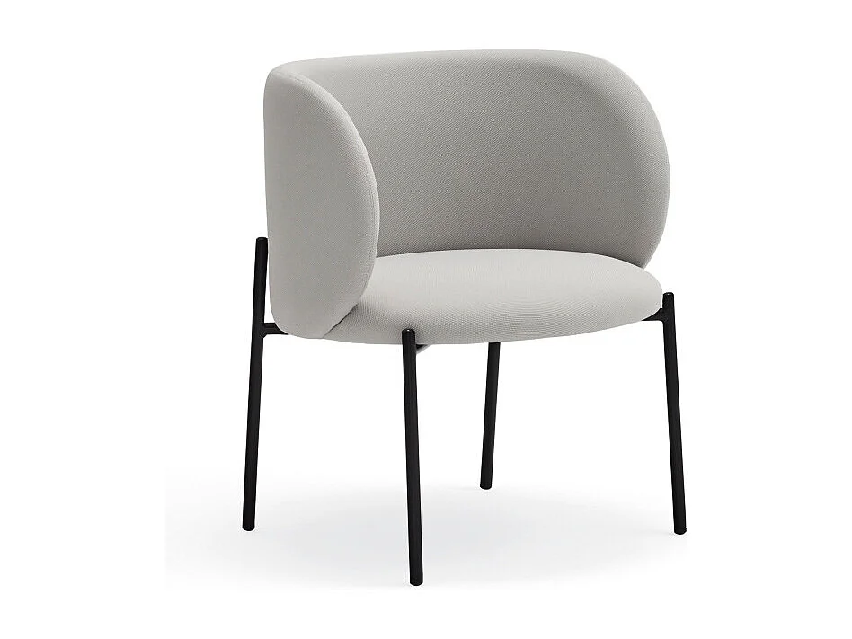 Fauteuil design arrondi en tissu pieds métal noir MOGI