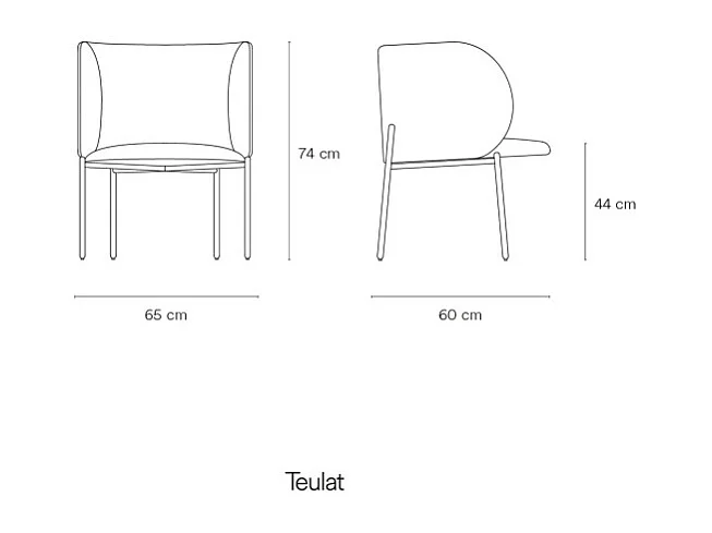 Fauteuil design arrondi en tissu pieds métal noir MOGI