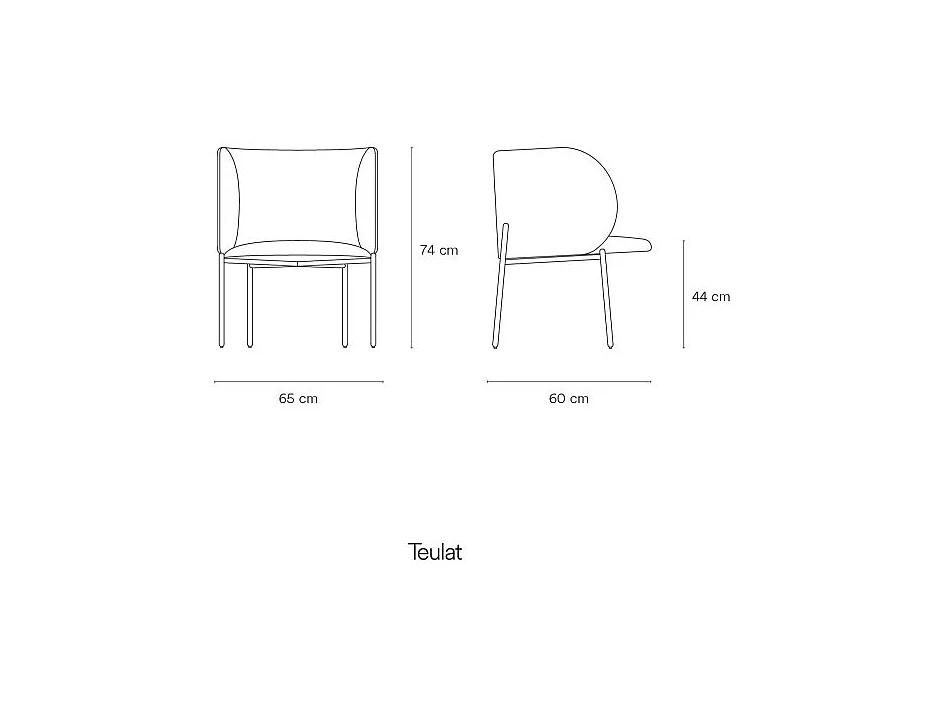 Fauteuil design arrondi en tissu pieds métal noir MOGI