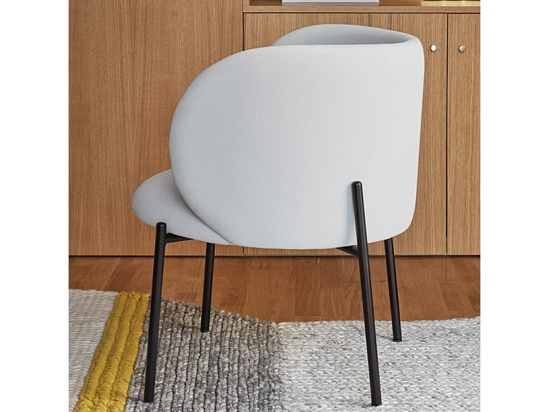 Fauteuil design arrondi en tissu pieds métal noir MOGI