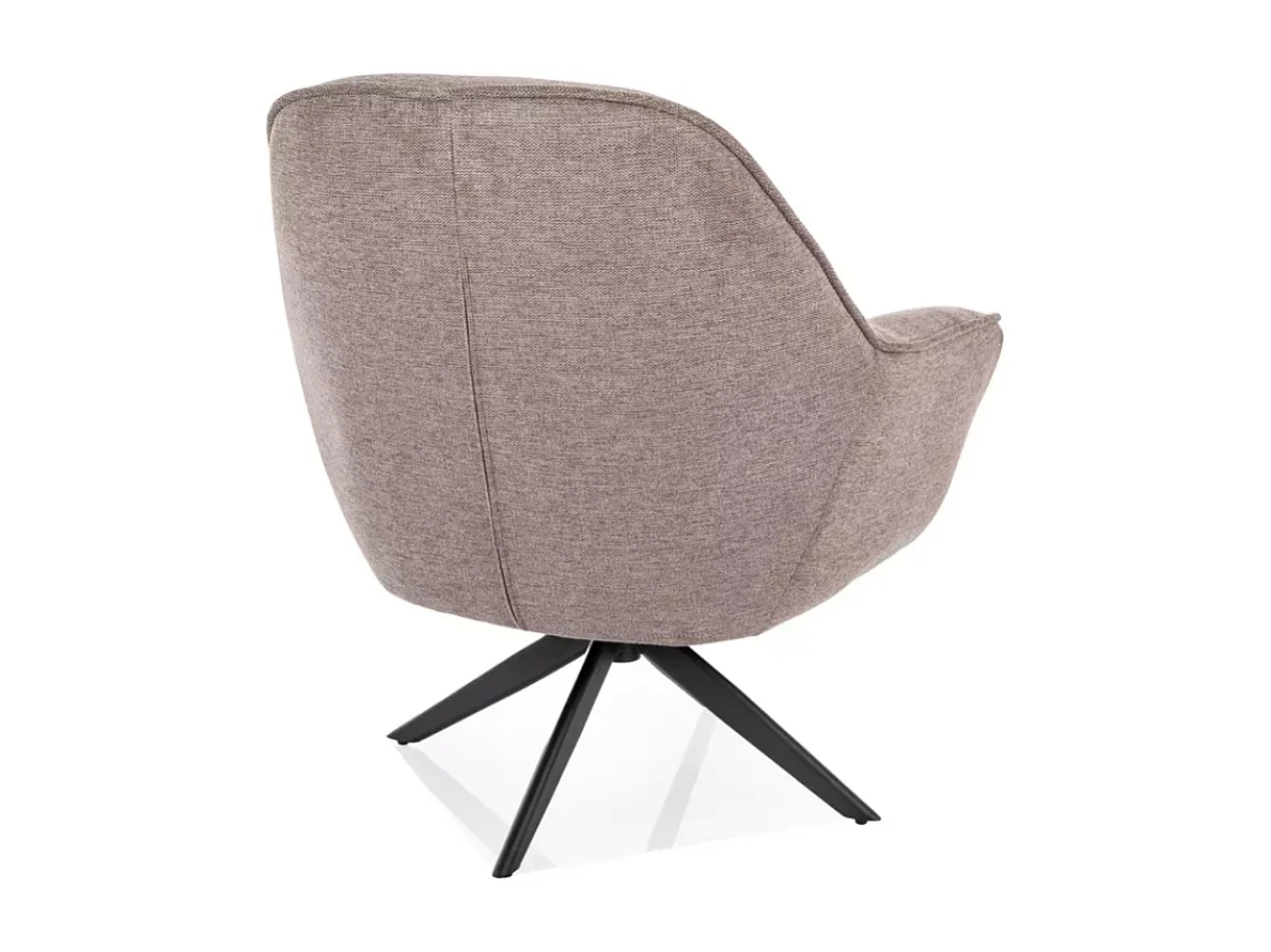Fauteuil tissu beige rotatif 360° look cosy base métal noir mat RITANA