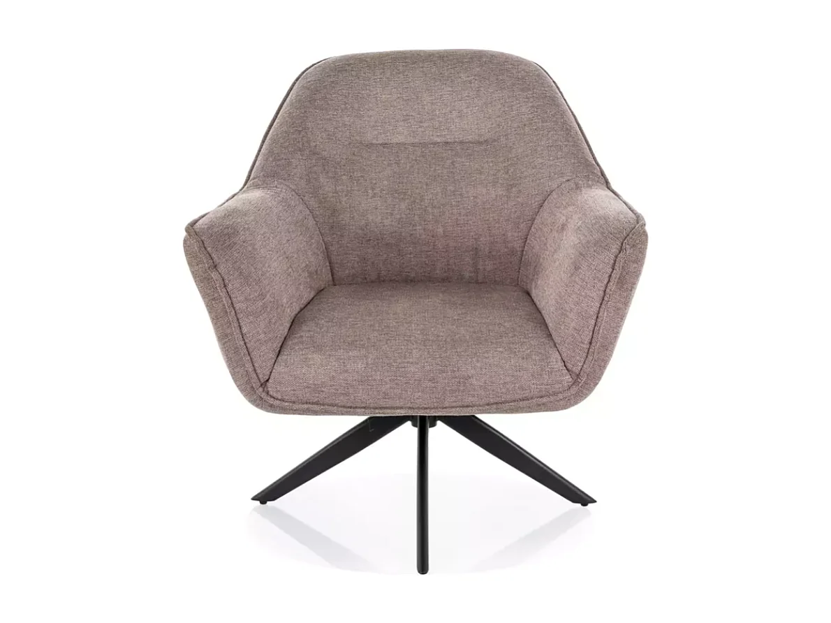 Fauteuil tissu beige rotatif 360° look cosy base métal noir mat RITANA