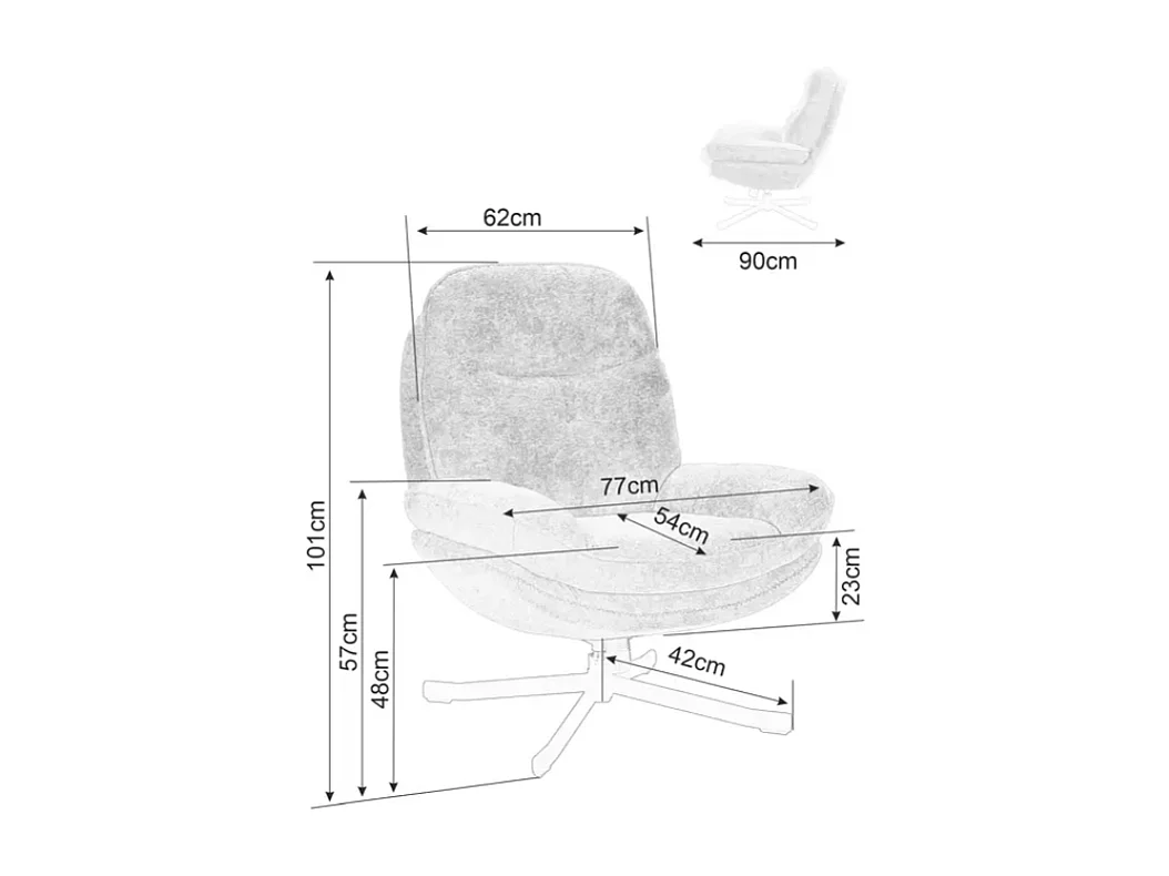 Fauteuil pivotant à 360° en tissu moelleux sans accoudoirs olive NALAK