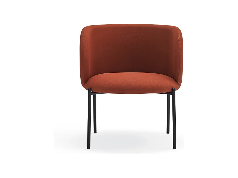 Fauteuil design arrondi en tissu pieds métal noir MOGI