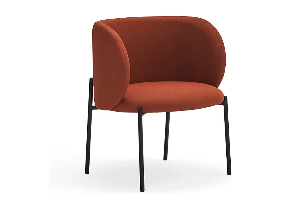 Fauteuil design arrondi en tissu pieds métal noir MOGI