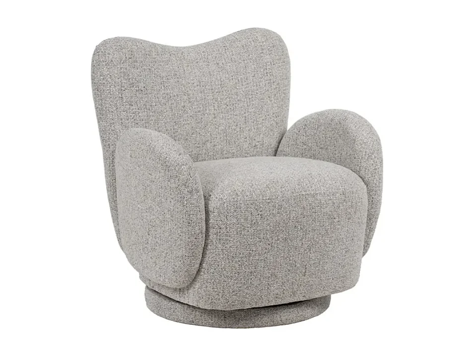 Fauteuil marbré beige pivotant rondeur généreuse confort cosy IRIDELLE