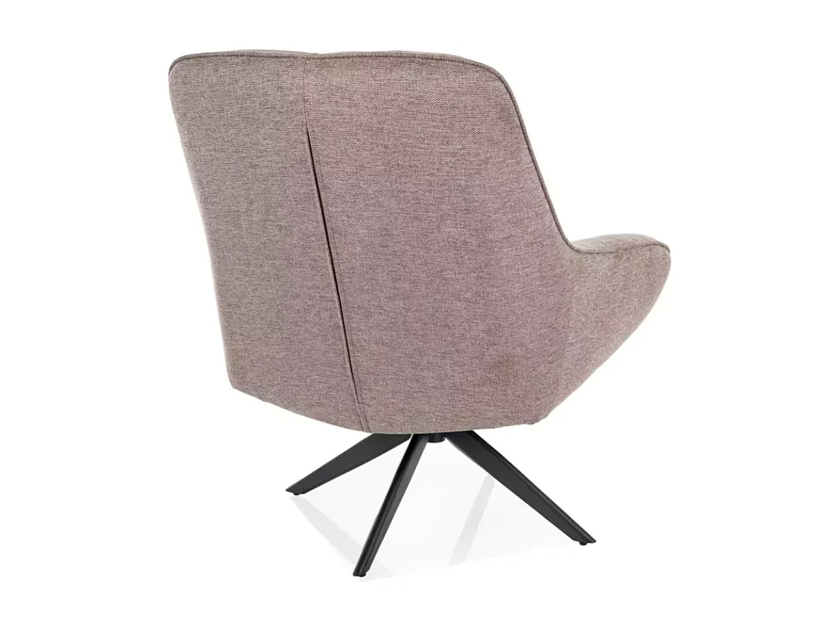 Fauteuil pivotant 360° tissu beige esprit lounge pied métal noir LUNES