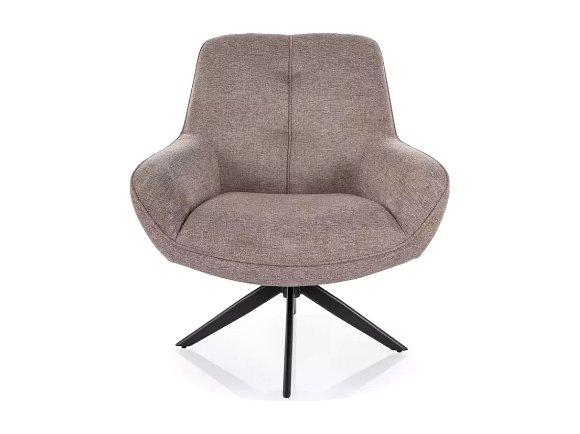 Fauteuil pivotant 360° tissu beige esprit lounge pied métal noir LUNES