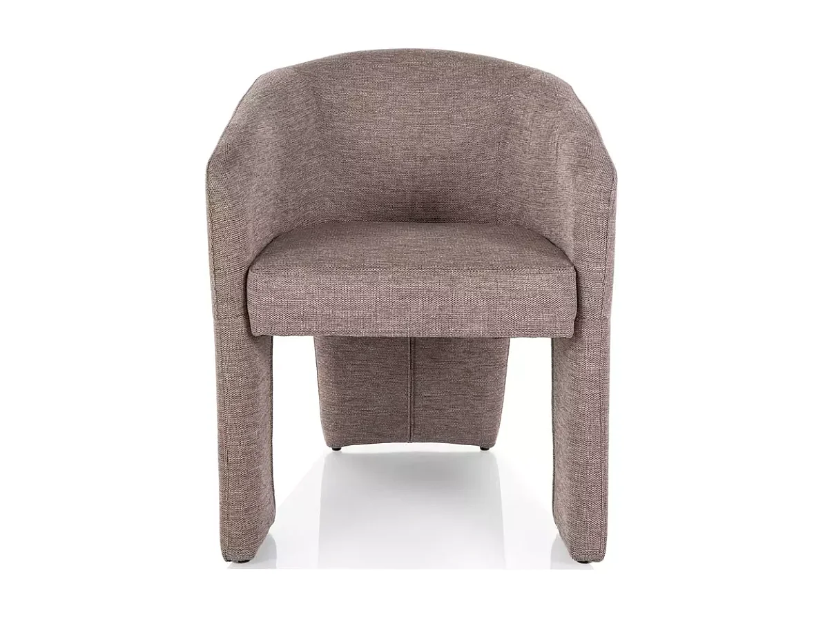 Fauteuil beige compact en tissu, dossier courbe, piètement recouvert en tissu NORD