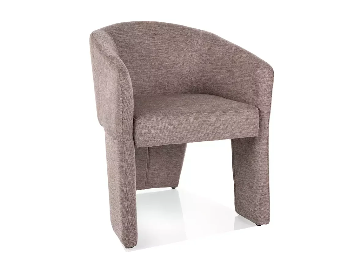 Fauteuil beige compact en tissu, dossier courbe, piètement recouvert en tissu NORD