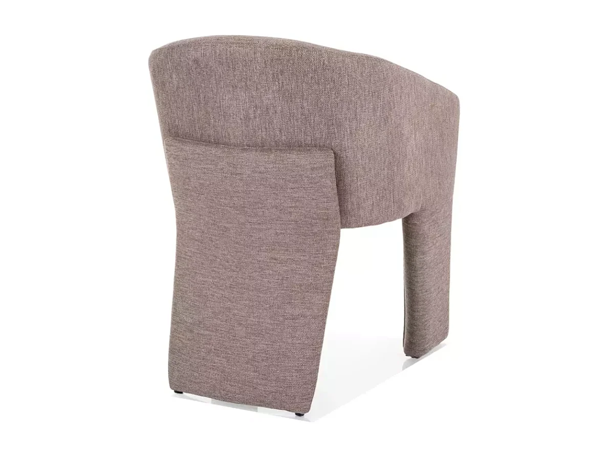 Fauteuil beige compact en tissu, dossier courbe, piètement recouvert en tissu NORD