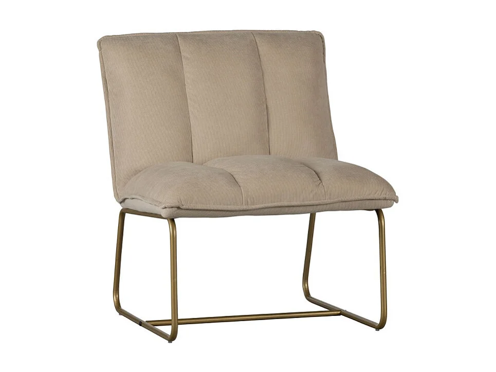 Fauteuil en tissu côtelé beige pieds métal doré EDWARD