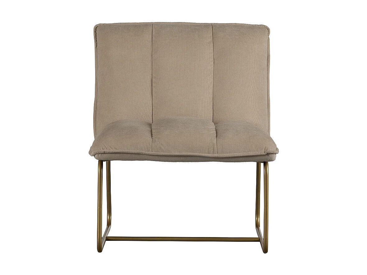 Fauteuil en tissu côtelé beige pieds métal doré EDWARD
