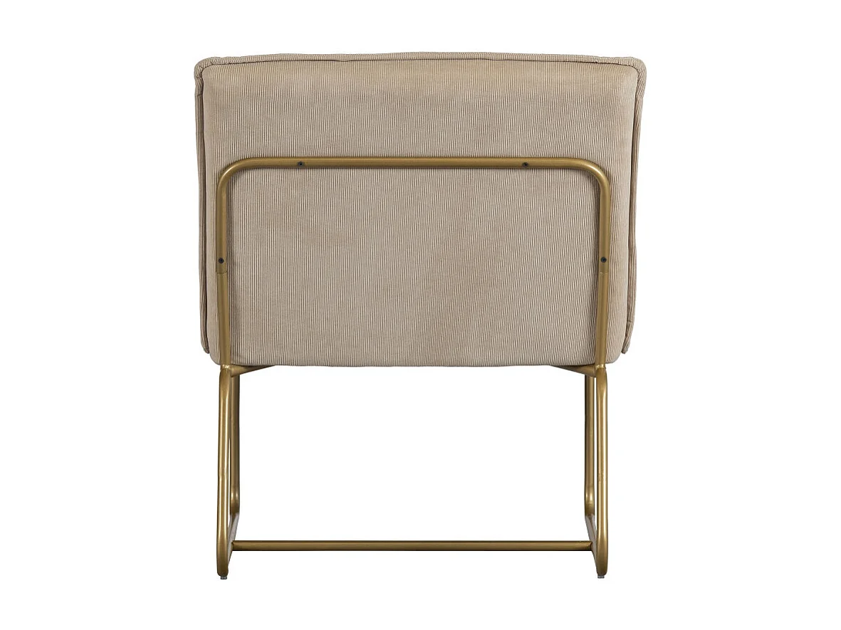Fauteuil en tissu côtelé beige pieds métal doré EDWARD
