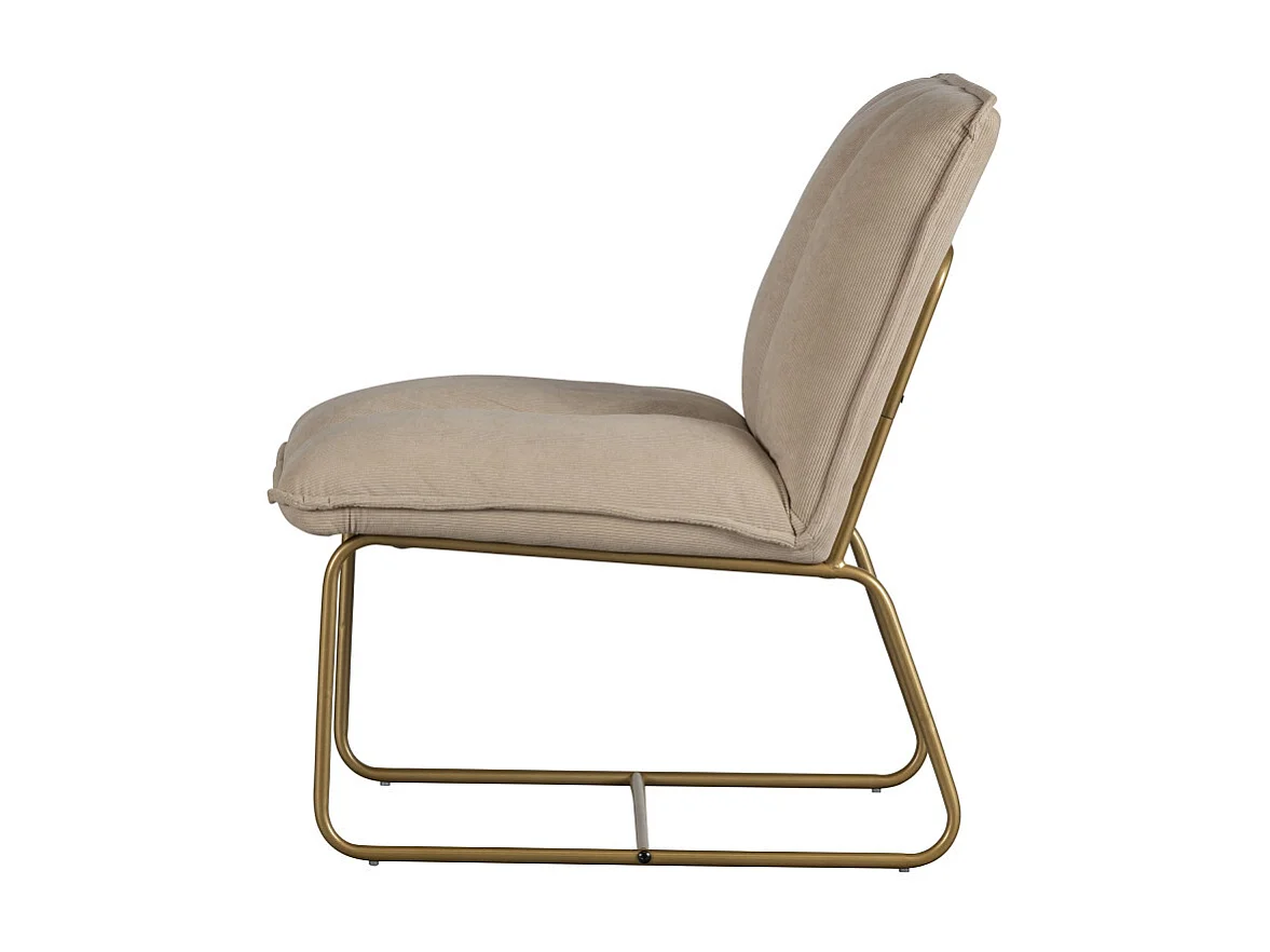 Fauteuil en tissu côtelé beige pieds métal doré EDWARD