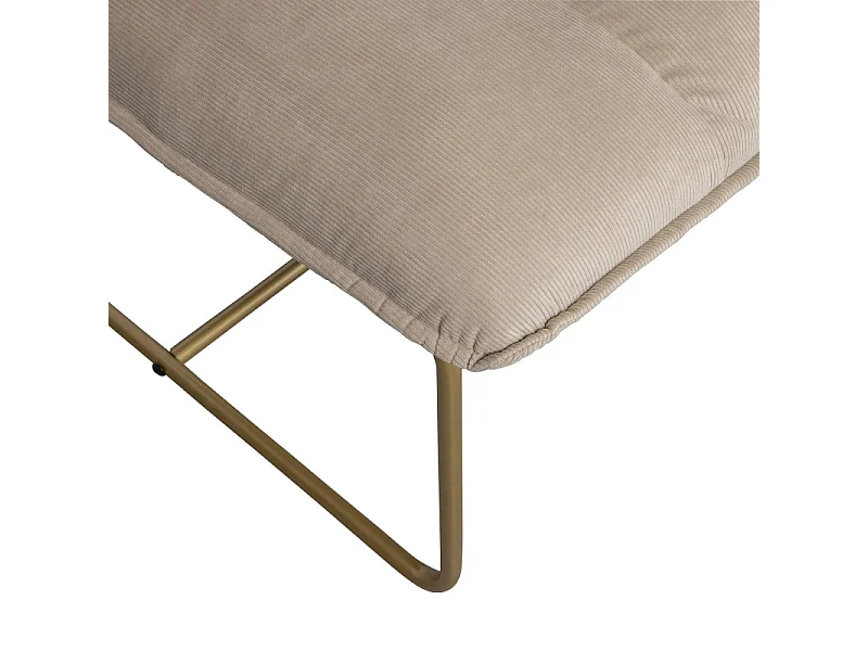 Fauteuil en tissu côtelé beige pieds métal doré EDWARD
