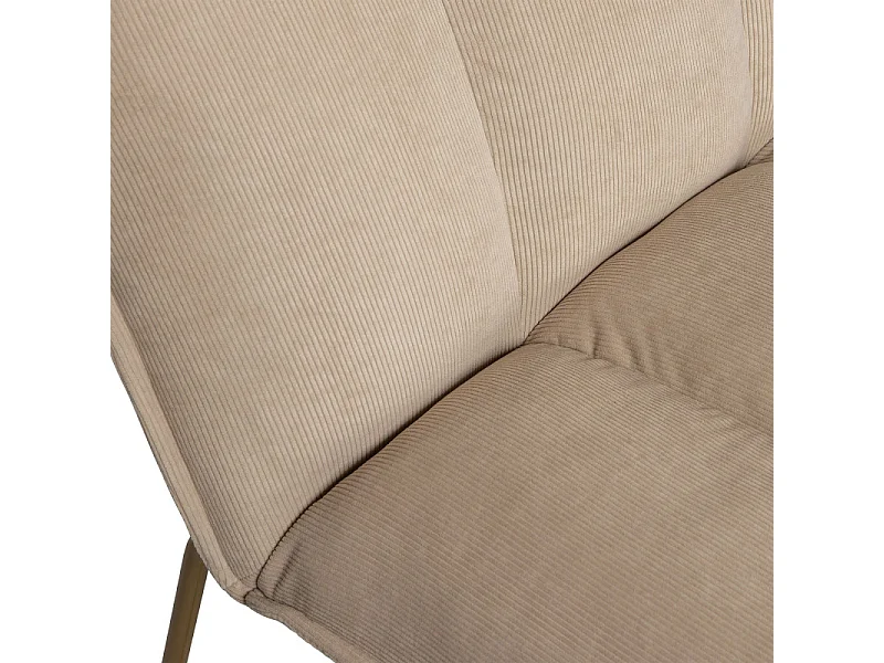 Fauteuil en tissu côtelé beige pieds métal doré EDWARD