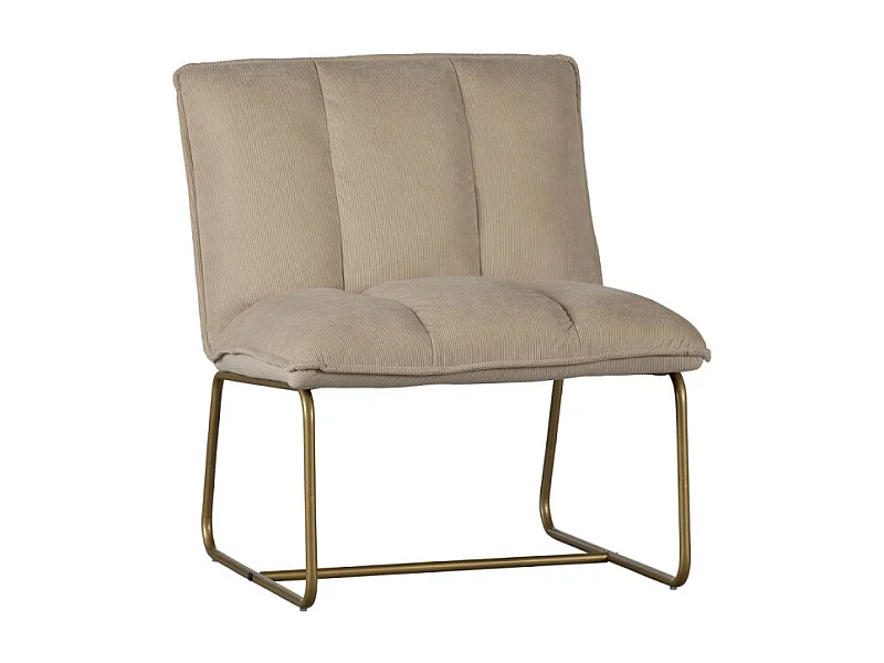 Fauteuil en tissu côtelé beige pieds métal doré EDWARD