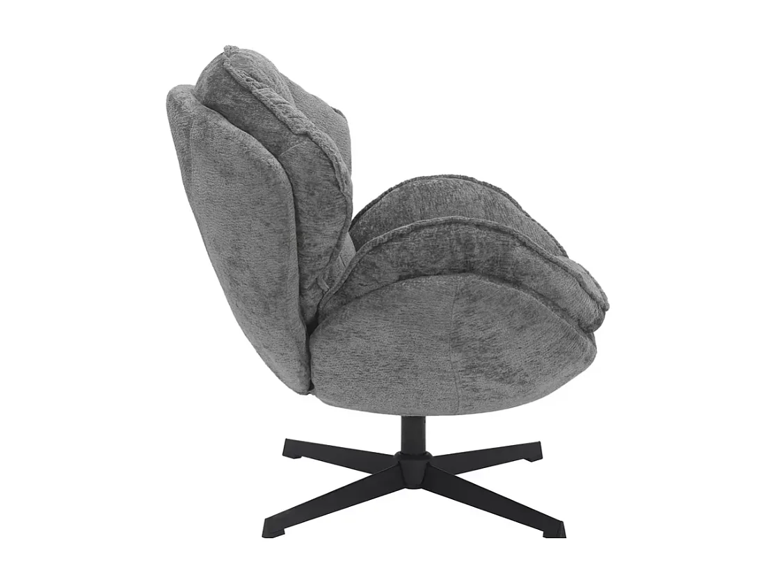 Fauteuil moelleux pivotant à 360° en tissu et cuir gris TORNE