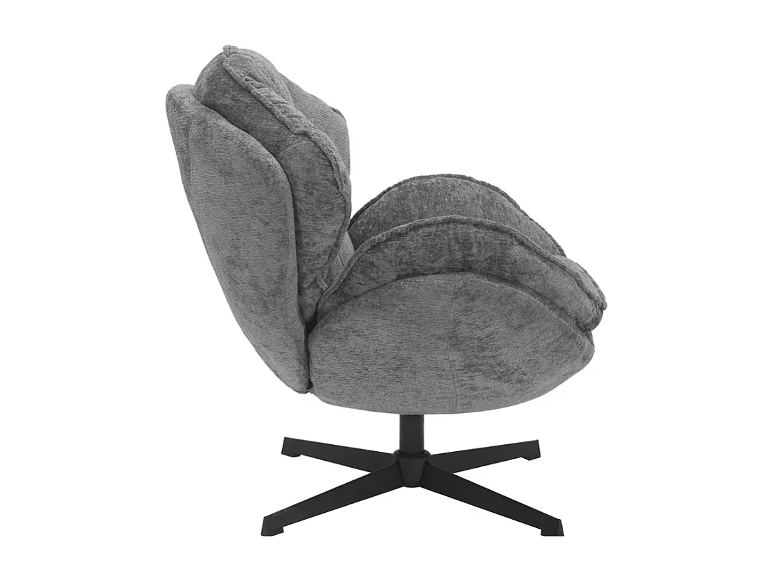 Fauteuil moelleux pivotant à 360° en tissu et cuir gris TORNE