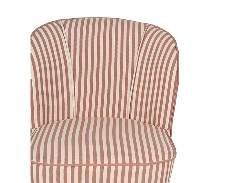 Fauteuil CELARINE rayures terracotta bois hévéa