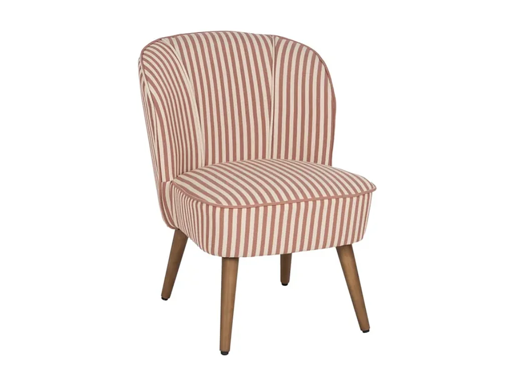 Fauteuil CELARINE rayures terracotta bois hévéa