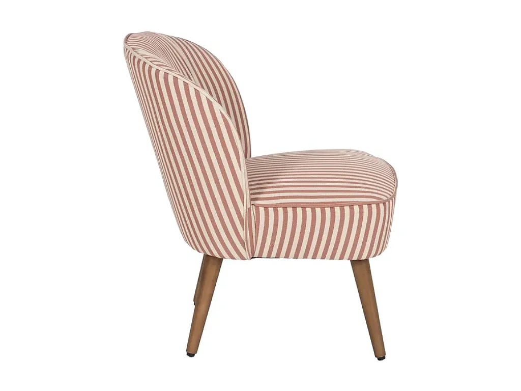 Fauteuil CELARINE rayures terracotta bois hévéa