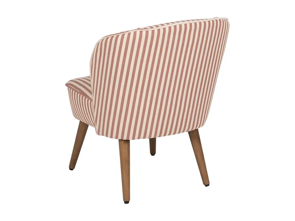 Fauteuil CELARINE rayures terracotta bois hévéa