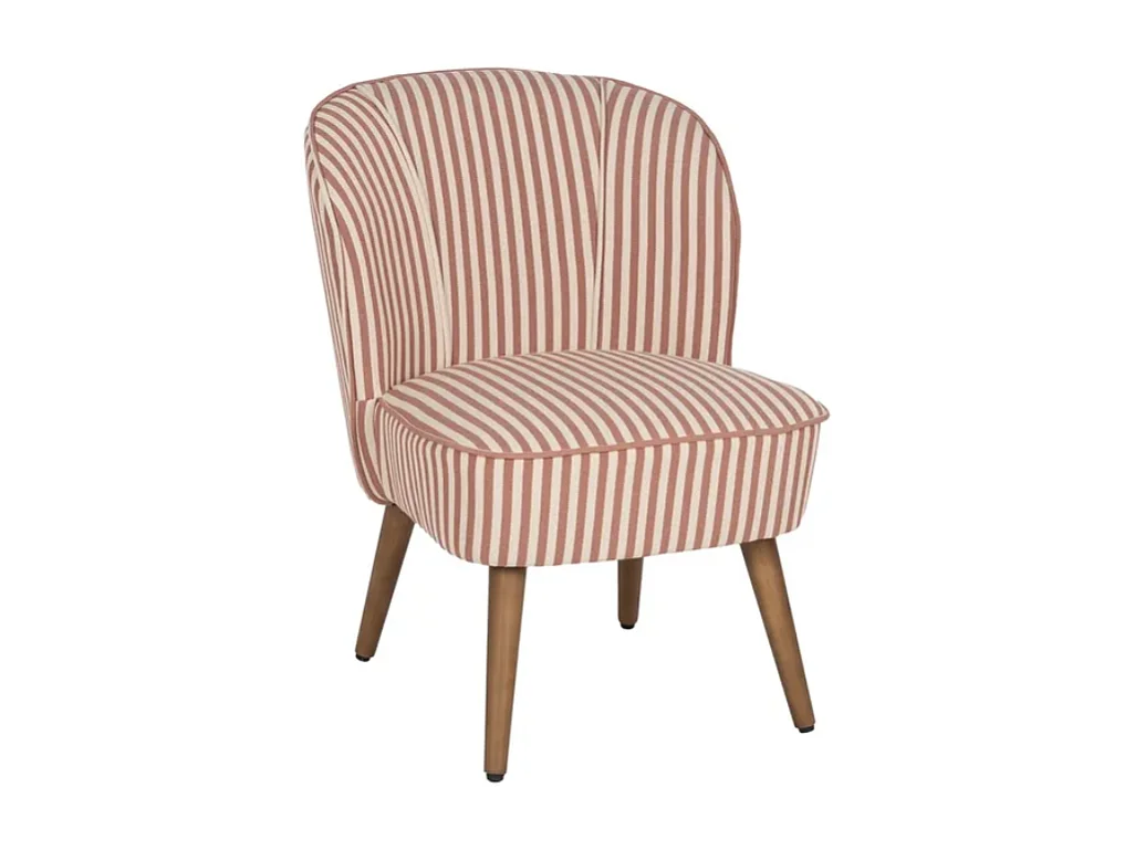 Fauteuil CELARINE rayures terracotta bois hévéa