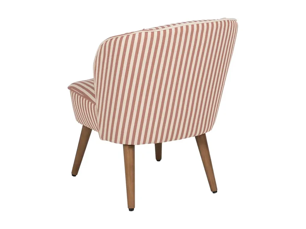 Fauteuil CELARINE rayures terracotta bois hévéa