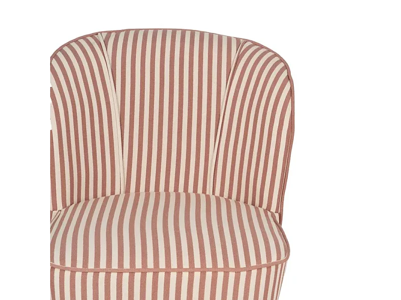 Fauteuil CELARINE rayures terracotta bois hévéa