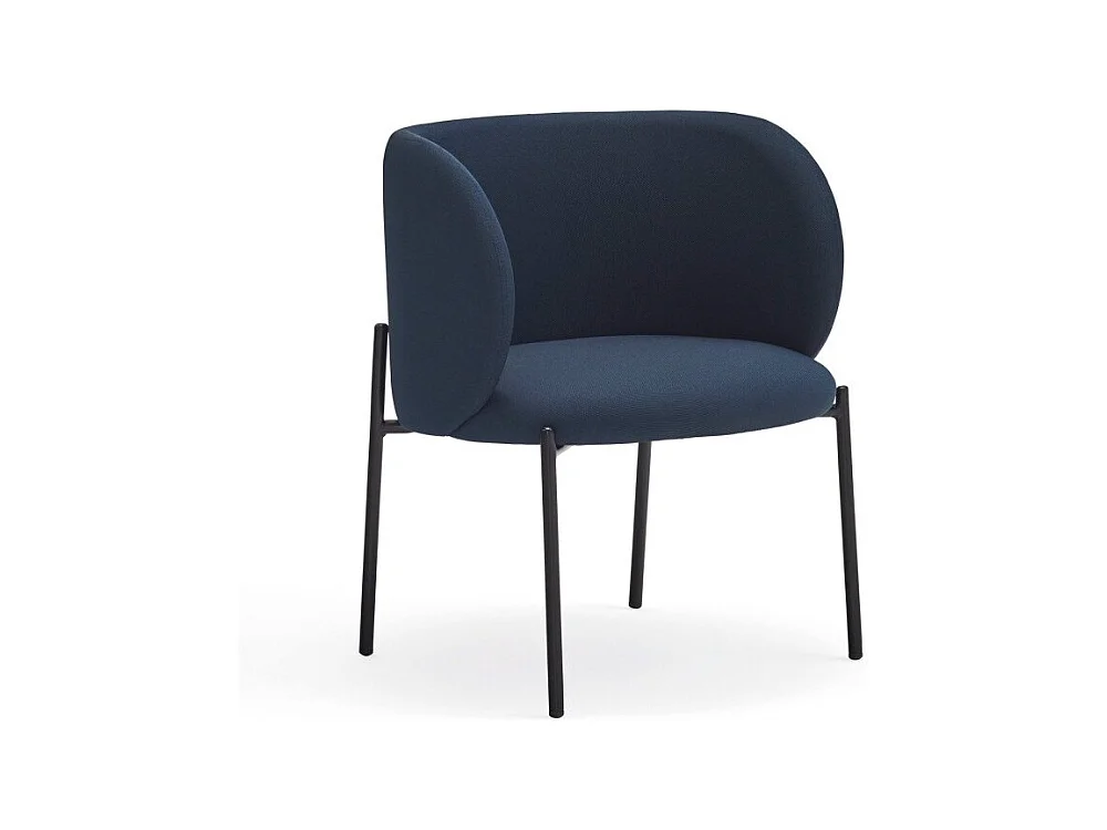 Fauteuil design arrondi en tissu pieds métal noir MOGI