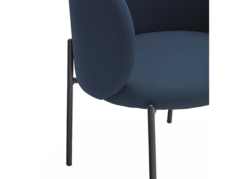 Fauteuil design arrondi en tissu pieds métal noir MOGI