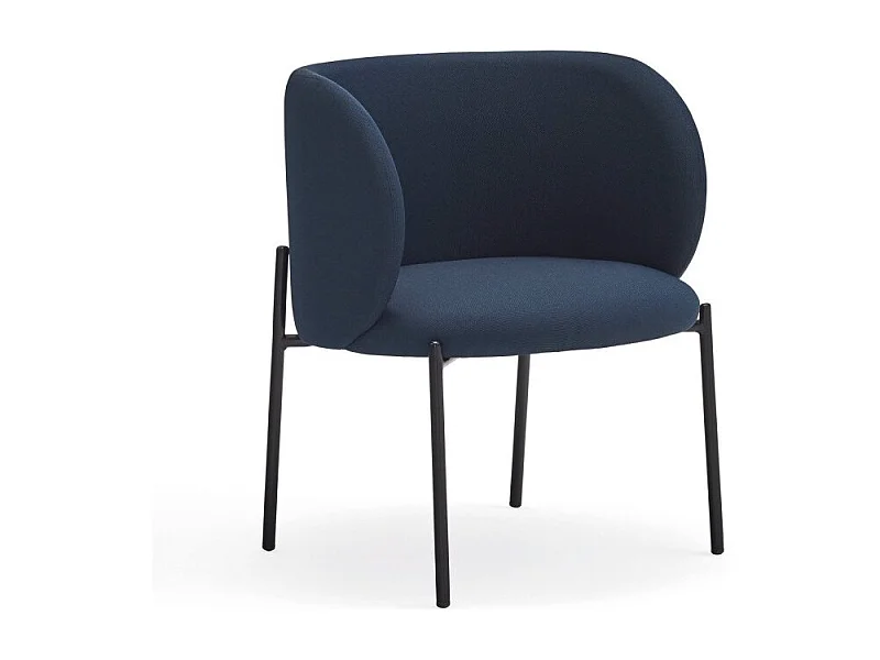 Fauteuil design arrondi en tissu pieds métal noir MOGI