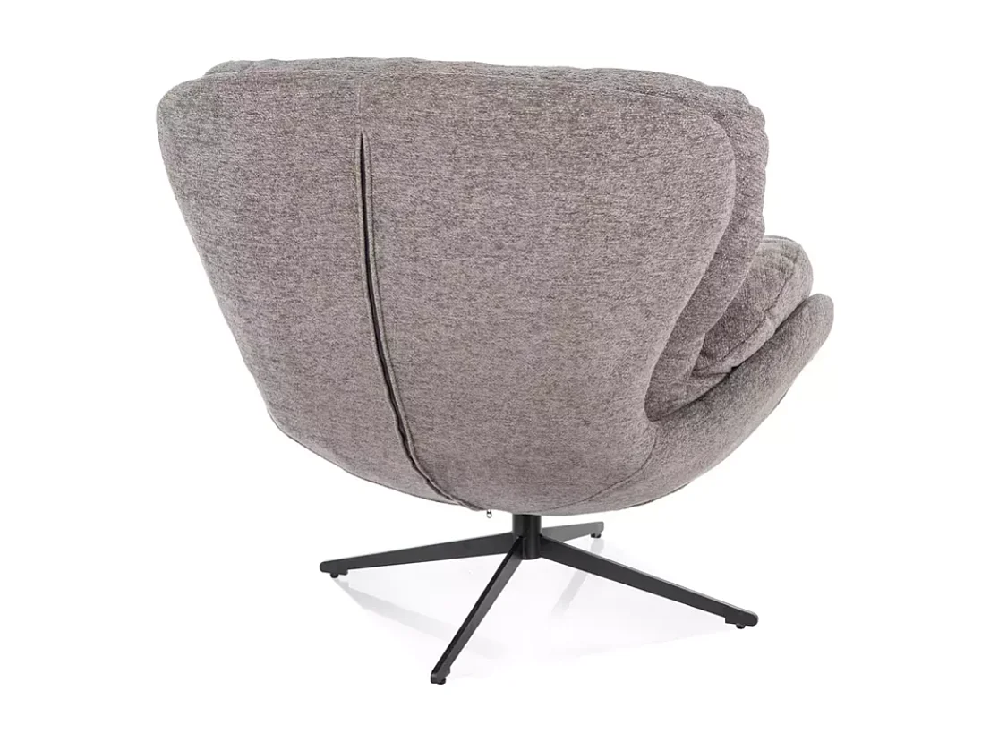 Fauteuil MARIA pivotant tissu gris et cocoon avec base métal noire et assise relax