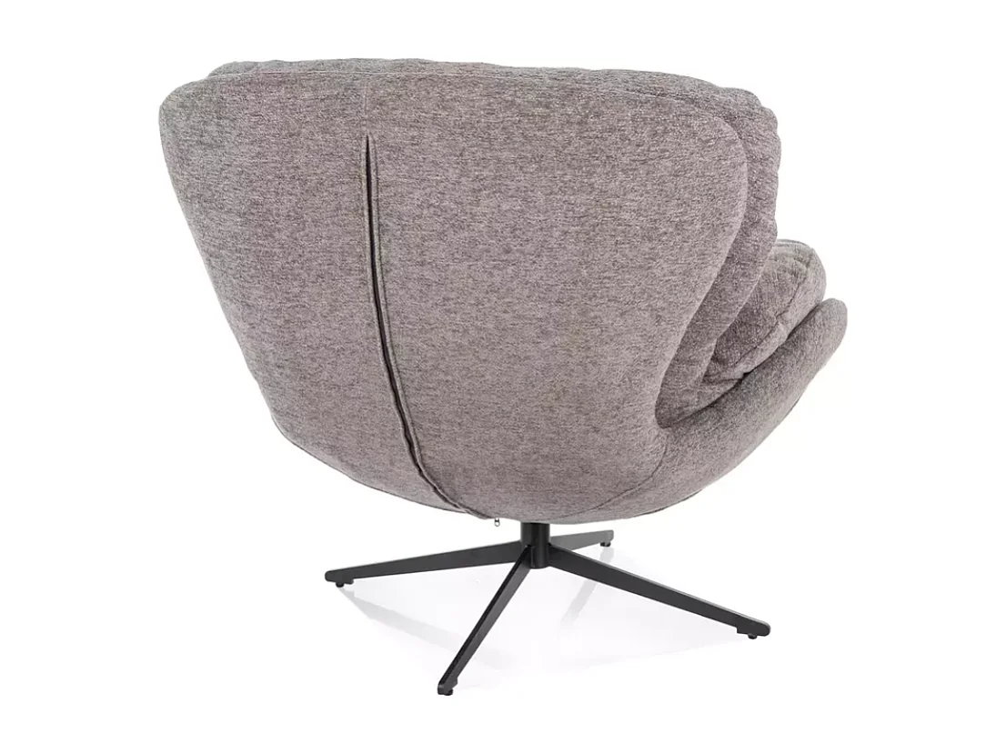 Fauteuil MARIA pivotant tissu gris et cocoon avec base métal noire et assise relax