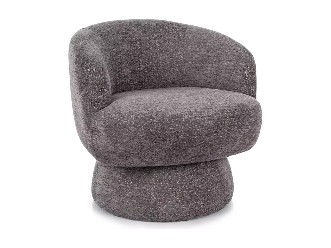 Fauteuil LONE pivotant en tissu gris, silhouette moderne et assise ultra confortable