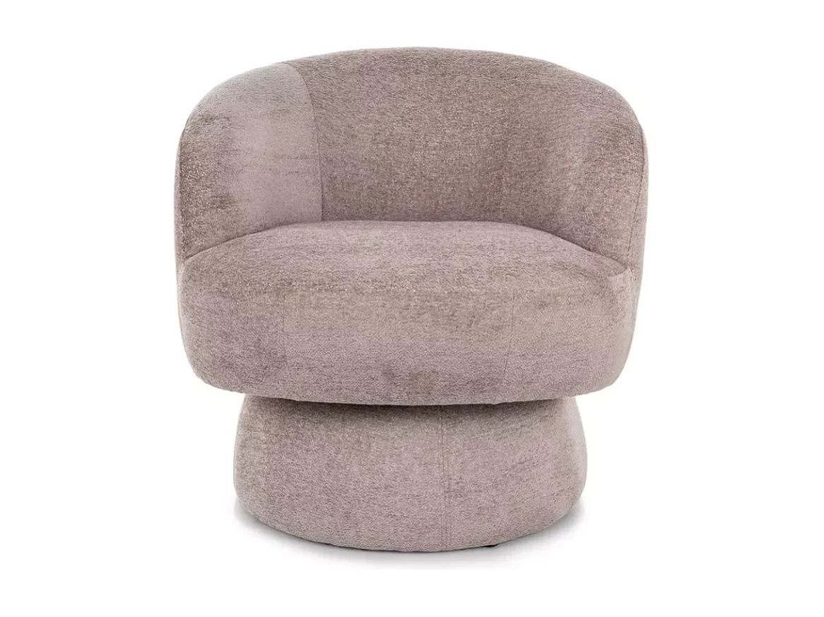 Fauteuil LONE tissu beige pivotant confortable avec silhouette arrondie