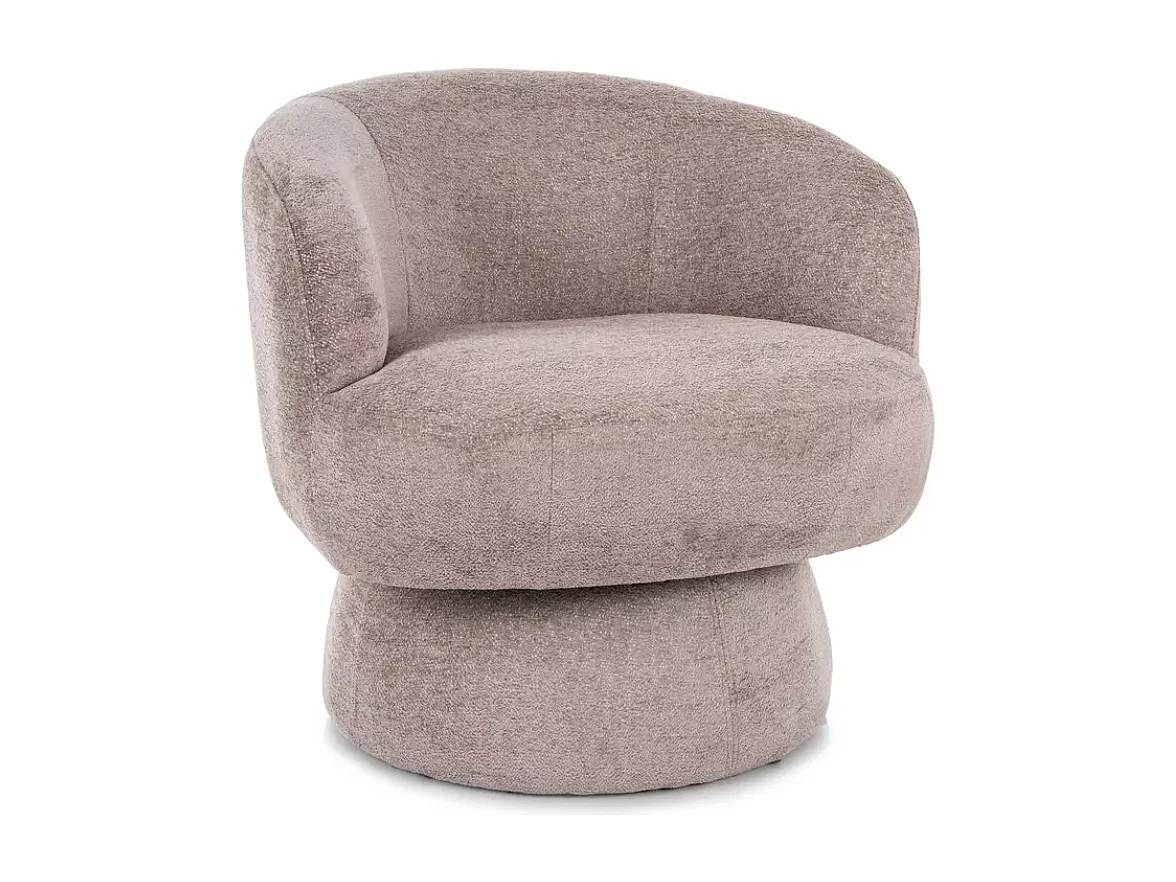 Fauteuil LONE tissu beige pivotant confortable avec silhouette arrondie