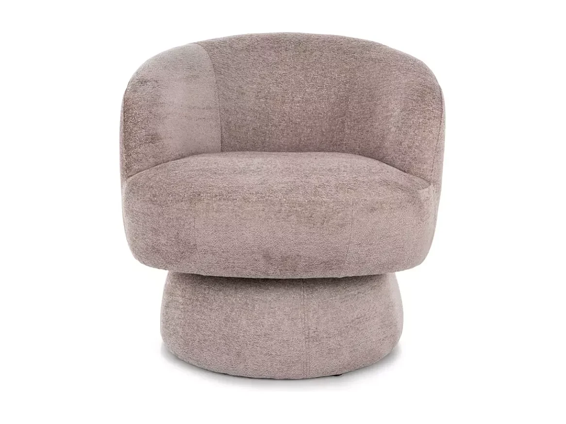 Fauteuil LONE tissu beige pivotant confortable avec silhouette arrondie