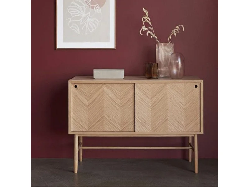Console portes coulissantes motif chevrons en bois PAMILA