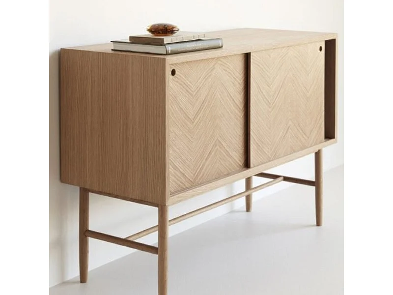 Console portes coulissantes motif chevrons en bois PAMILA